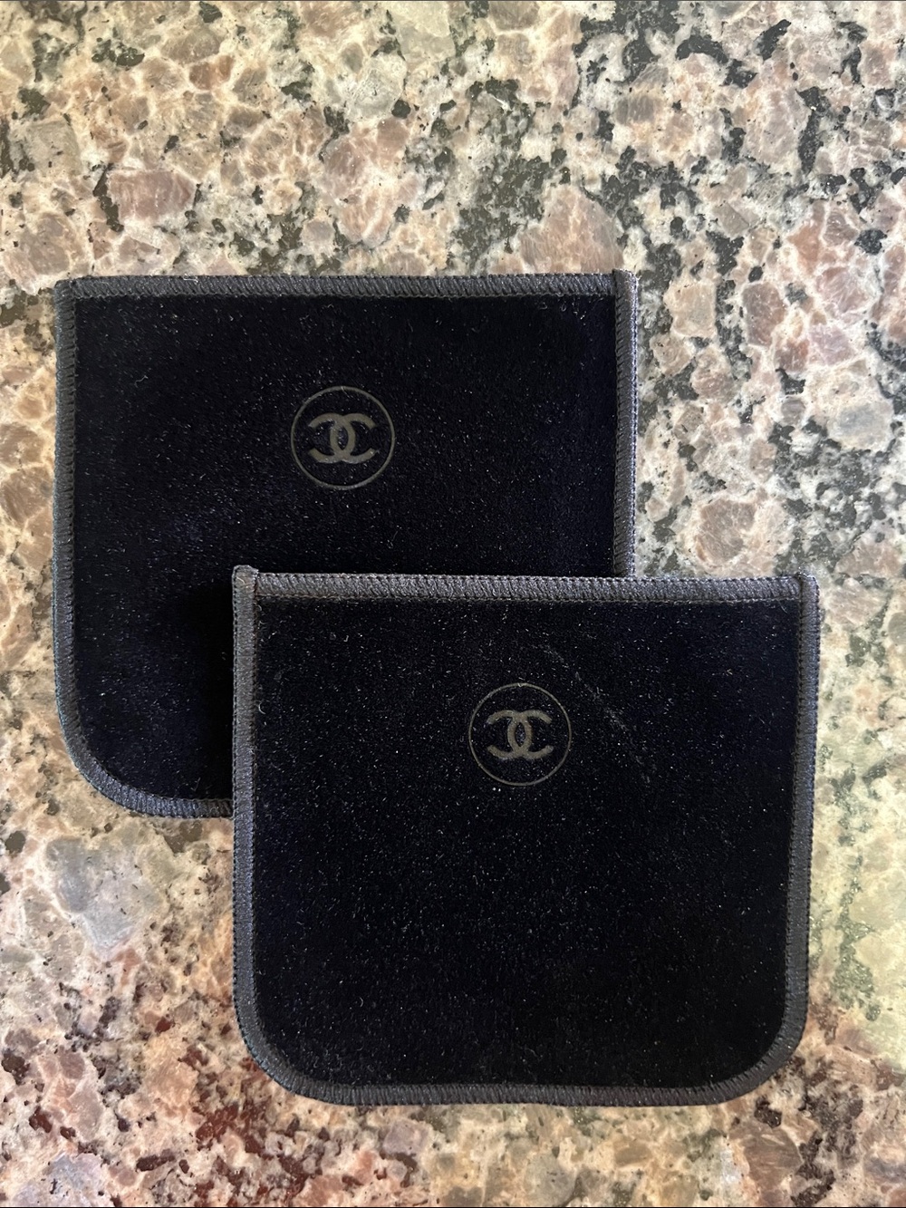 CHANEL Black Velvet Pouches - Set of 2